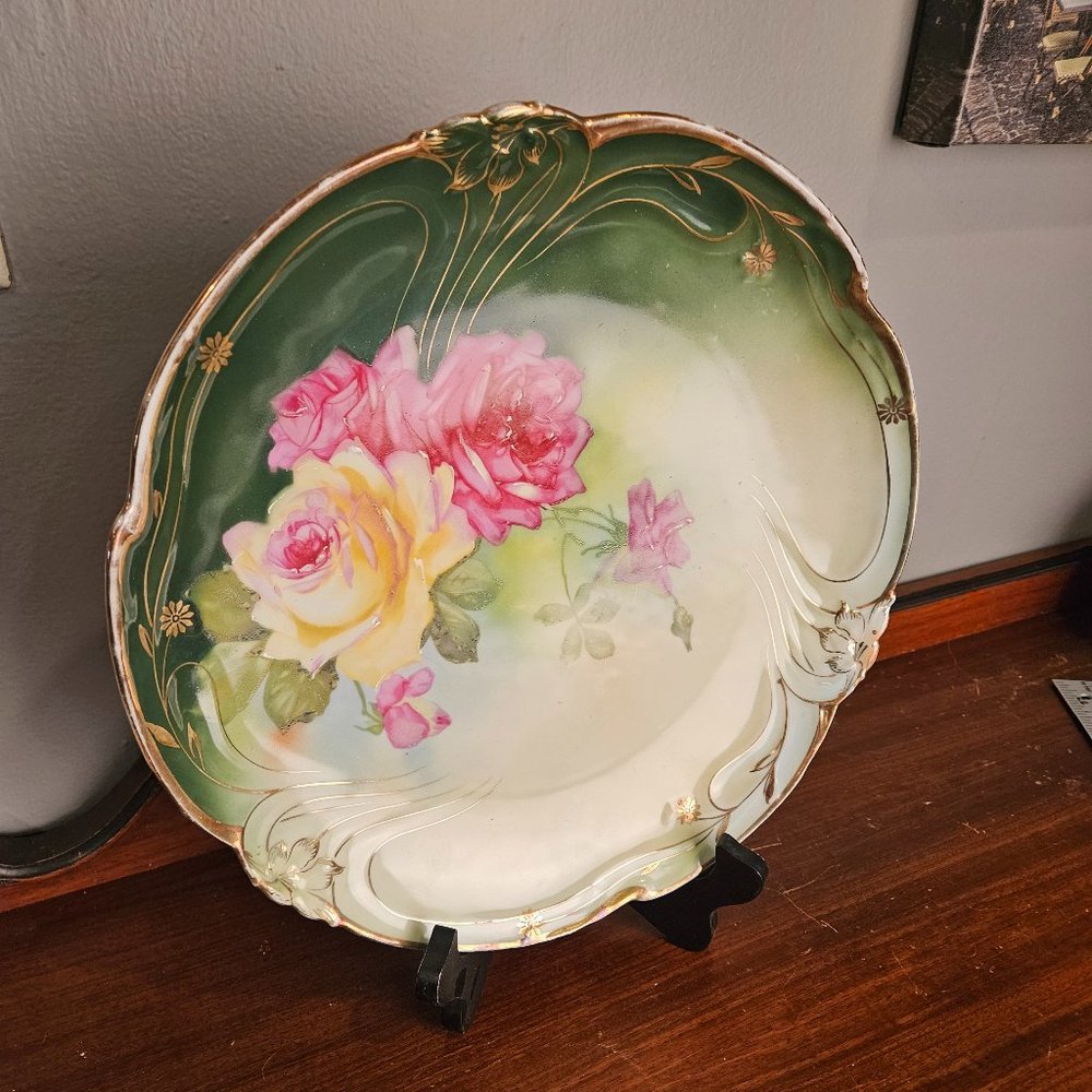Vintage Johann Seltman Vohen (JPSV) Bavaria Hand Painted Rose Serving Plate
